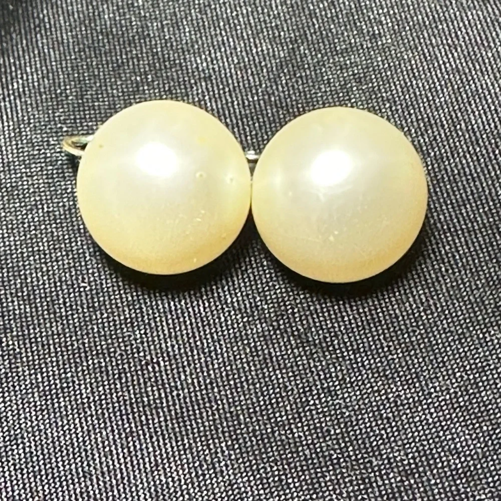 Good Used Condition Marvella Signed‎ Domed Faux Pearl Large Clip On Earrings